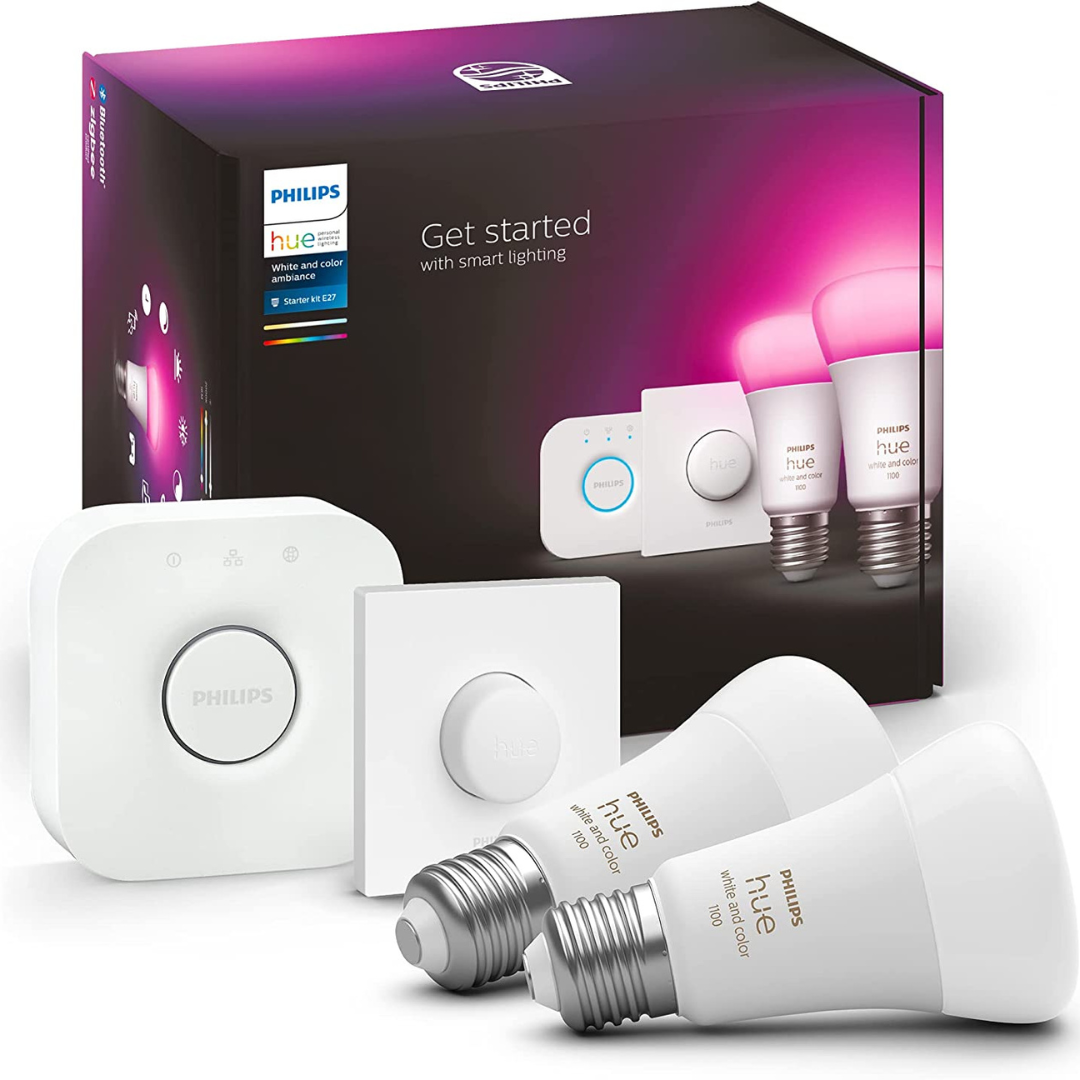 Philips Hue NEW White Colour Ambiance Smart Light Starter Kit, 75W – 1100 Lumen [E27 Edison 2 Bulbs + Smart Button. » Directory For Smart Homes Services